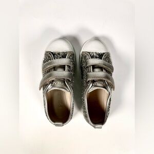 Prada Kids Glittery Silver Sneakers Size: 29 US 12